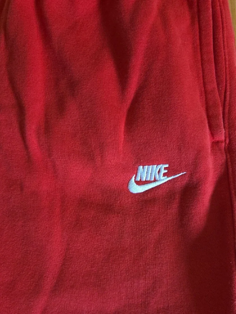 Nike Kids Red Fleece Joggers with White Swoosh